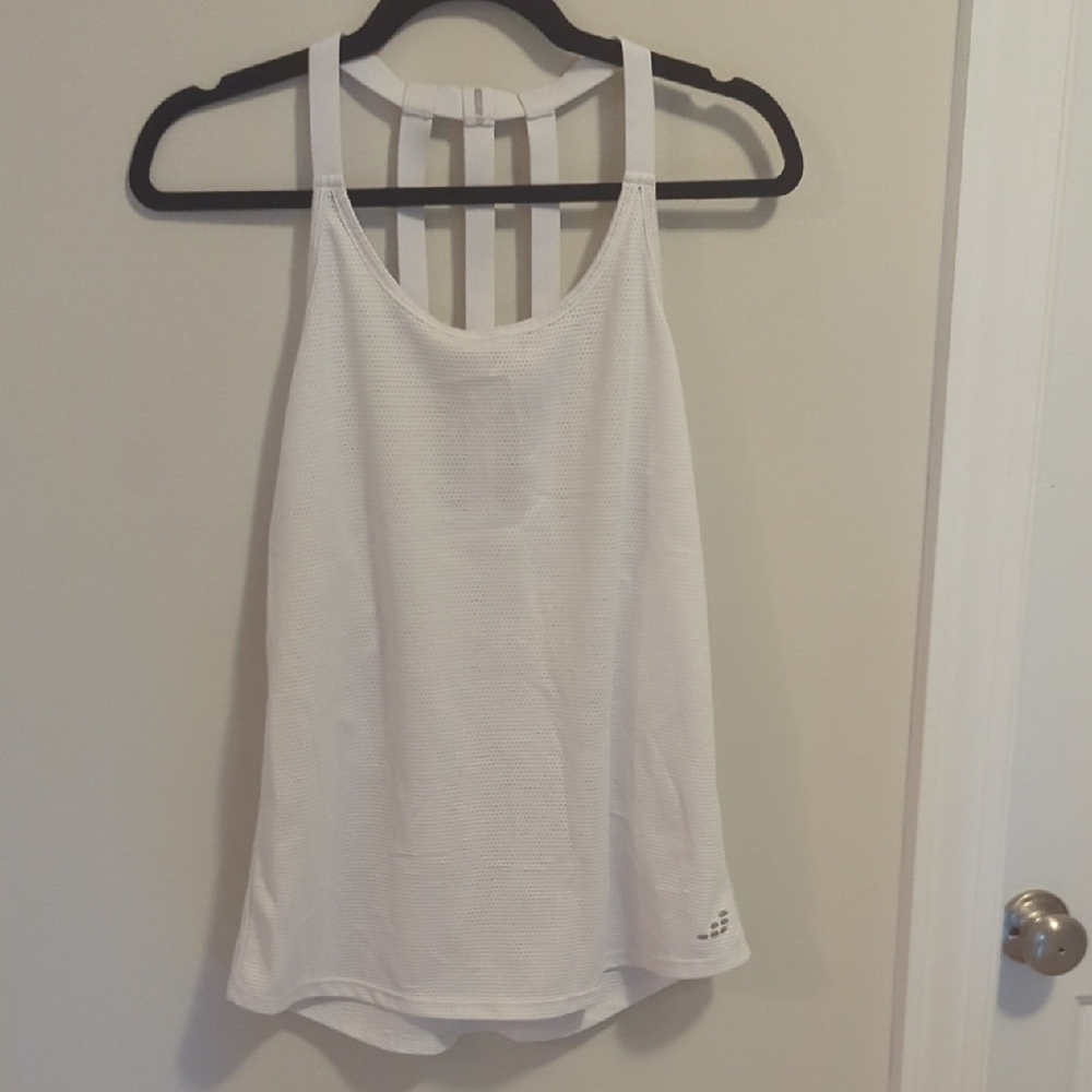 BCG White Sleeveless Athletic Tank Top With Reflective Straps